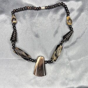 Elegant Black and Brown Beaded Necklace